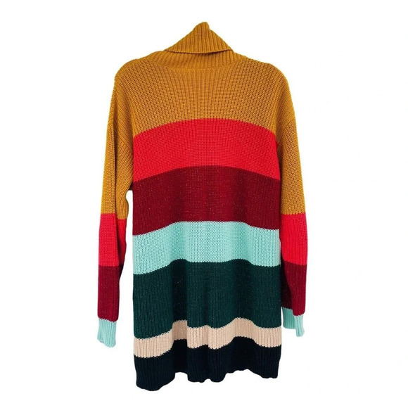 Farm Rio de Janeiro Anthropologie Tunic Sweater Dress Striped Turtleneck Size S - Picture 5 of 11